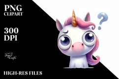 Funny Expressive Unicorn, PNG Product Image 3
