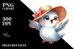 Watercolor Funny Dove with Sun Hat Clipart Product Image 3