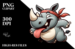 Goofy Rhino Jumping, High-Res PNG Product Image 2