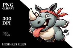 Goofy Rhino Jumping, High-Res PNG Product Image 2