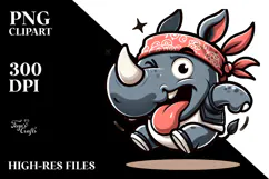 Goofy Rhino Jumping, High-Res PNG Product Image 2