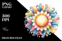 Colorful Pastel Sun Zinnia Frame | Sublimation | Clipart Product Image 1
