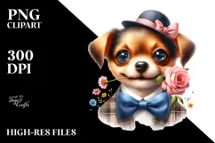 Funny Dog with Bow and Tie PNG Product Image 2