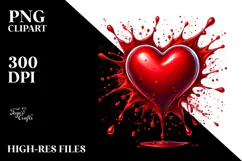 Red Glossy Heart Painting, White Background Product Image 2