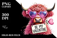 Pink Highland Cow with Sunglasses, PNG Product Image 2