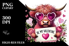 Pink Highland Cow with Sunglasses, High-Res PNG Product Image 2