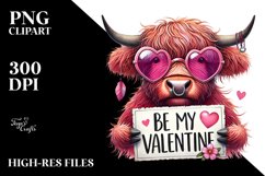 Detailed Pink Highland Cow with Sunglasses, PNG Product Image 2