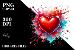 Red Glossy Heart Digital Painting PNG Product Image 2