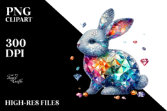Colorful Diamond Bunny on Splashy Background PNG Product Image 2