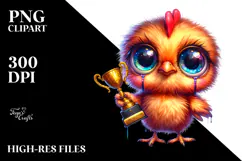 Cute Baby Chicken with Trophy PNG Product Image 2