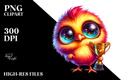 Cute Baby Chicken with Trophy, High-Res PNG Product Image 2