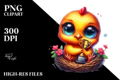 Adorable Baby Chicken with Trophy PNG Product Image 2