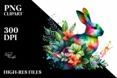 Abstract Vibrant Rabbit with Leaf Body PNG Product Image 3