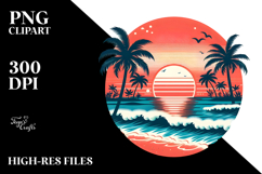 Retro Tropical Beach Sunset Clipart Product Image 2