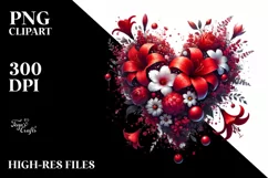 Red Spring Flowers Heart, Digital Painting PNG Product Image 2