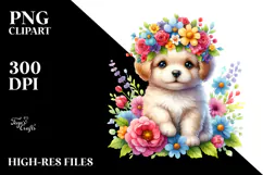 Colorful Puppy Flower Crown Clipart Product Image 2