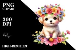 Colorful Puppy Flower Crown Clipart Product Image 2