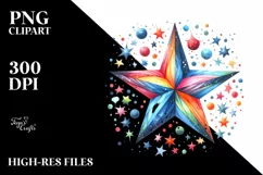 Colorful Watercolor Star | Watercolor Splash Product Image 1