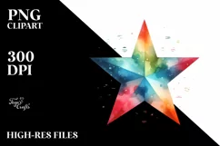 Colorful Watercolor Star | Watercolor Splash Product Image 1