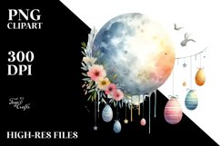Colorful Moon with Easter Eggs PNG Product Image 2