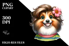 Watercolor Shetland Sheepdog Flower | Clipart Product Image 2