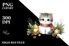 Christmas Cat with Santa Hat, PNG Product Image 2