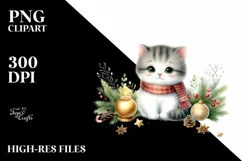 Christmas Cat with Santa Hat, PNG Product Image 1