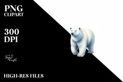 Detailed Polar Bear Floral | Watercolor Clipart Product Image 3