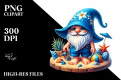 Vibrant Summer Gnome in Blue Accent Clothes Digital Painting Product Image 3