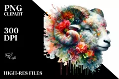 Artistic Vibrant Lamb Flowers | Clipart Product Image 3