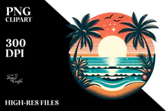 Retro Tropical Beach Sunset, 20 oz Tumbler Product Image 2