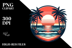 Retro Beach Sunset Clipart Tshirt, 20 oz Tumbler Product Image 2