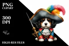 Wearing Musketeer Suit Puppy Clipart Product Image 1
