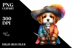 Wearing Musketeer Suit Puppy Clipart Product Image 1