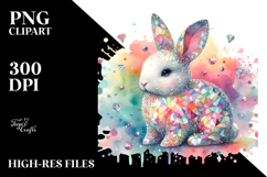 Colorful Bunny Made of Diamonds PNG Product Image 2