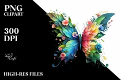 Vibrant Watercolor Butterfly PNG Product Image 1