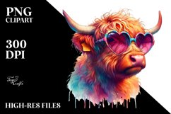 Detailed Highland Calf with Heart Sunglasses PNG Product Image 2