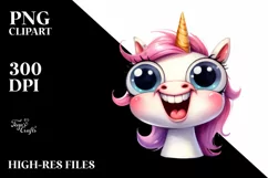 Funny Unicorn with Big Eyes PNG Product Image 3