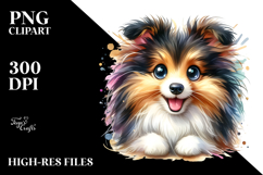 Watercolor Cute Shetland Sheepdog PNG Product Image 2