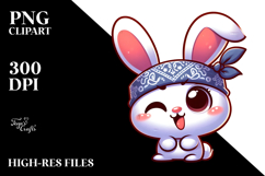 Cute Cartoon Bunny with Bandana PNG Product Image 2