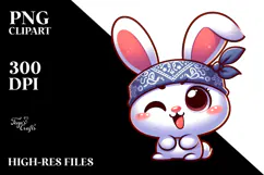 Cute Cartoon Bunny with Bandana PNG Product Image 2
