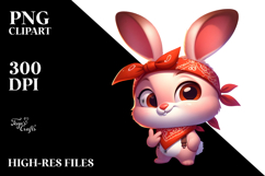 Cute Cartoon Bunny with Bandana PNG Product Image 2