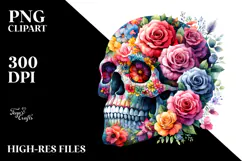 Flower Skull Painting Sublimation PNG Product Image 2