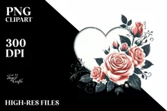 Simple Distressed Heart with Roses PNG Product Image 2