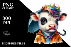 Cute Baby Cow Playing PNG Product Image 1