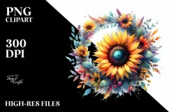 Vibrant Sunflower Whreath PNG Product Image 1