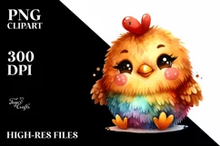 Smiling Baby Plush Chicken Watercolor Clipart Product Image 3