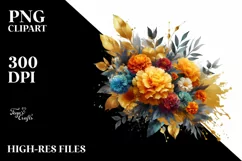 Gold Foil Marigold Vibrant Abstract | Clipart Product Image 3