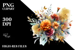 Abstract Summer Marigold Bouquet PNG Product Image 2