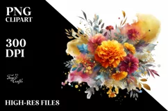 Vibrant Gold Foil Bouquet PNG Product Image 3